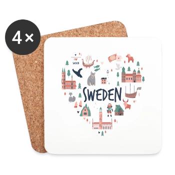 Sweden Sweden norden scandinavia viking lagom swe - Coasters (set of 4) - white - Front