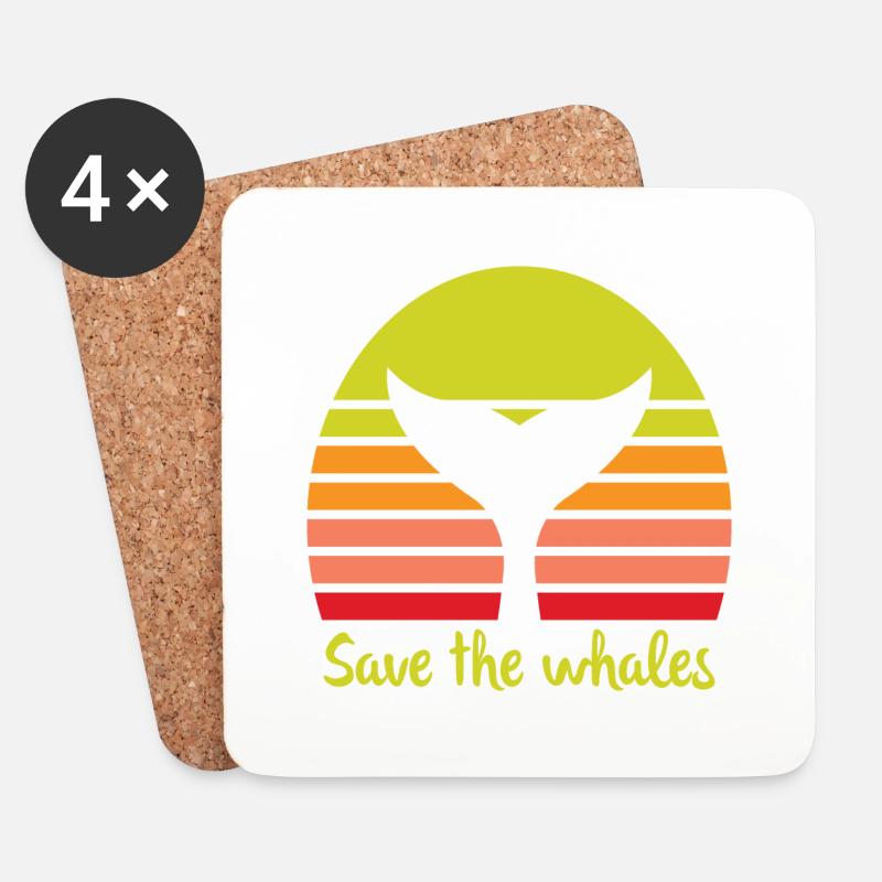 Save The Whales - Untersetzer (4er-Set) - Weiß
