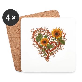 Herz im Herbst - Untersetzer (4er-Set) - Weiß - Vorne