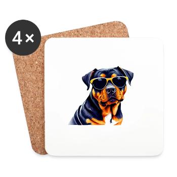 Rottweiler Dog Puppy Rottweiler Puppy Dogs - Coasters (set of 4) - white - Front