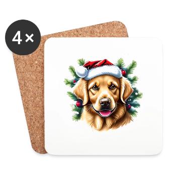 Golden Retriever Christmas Dogs Dog Owners - Coasters (set of 4) - white - Front