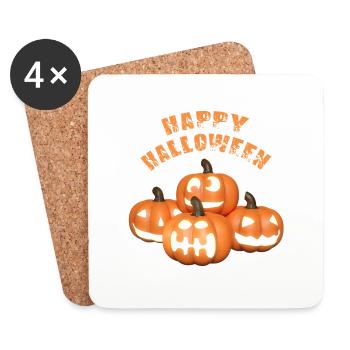 Joyeuses citrouilles d’Halloween - Dessous de verre (lot de 4) - blanc - Devant