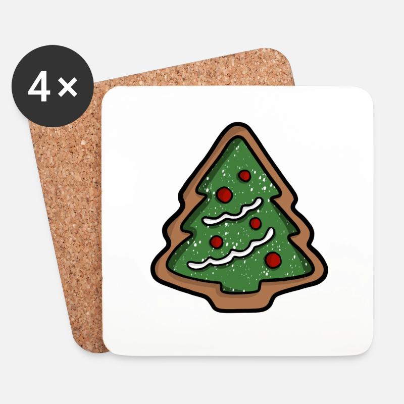 Weihnachtsbaum Plätzchen - Untersetzer (4er-Set) - Weiß