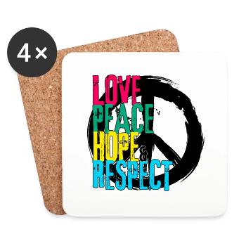 LOVE PEACE HOPE & RESPECT - Coasters (set of 4) - white - Front