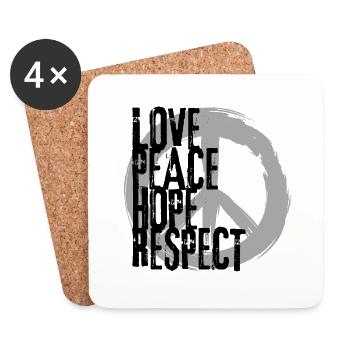 LOVE PEACE HOPE & RESPECT - Coasters (set of 4) - white - Front