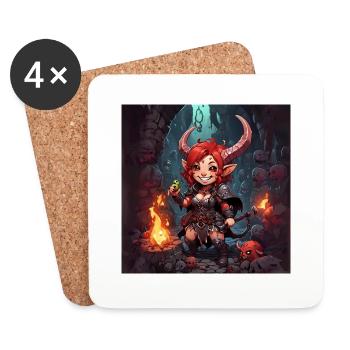 Sorcière Magie Conte de Fées Fille - Dessous de verre (lot de 4) - blanc - Devant