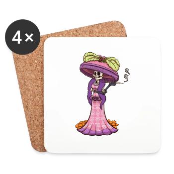 Catrina mexicaine - Dessous de verre (lot de 4) - blanc - Devant
