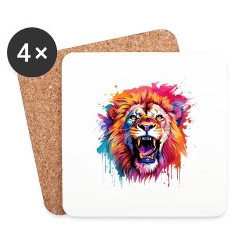 Lion - Dessous de verre (lot de 4) - blanc - Devant