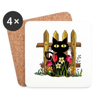 Katze - Untersetzer (4er-Set) - Weiß - Vorne