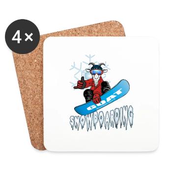Snowboard de chèvre - Le plus grand de tous les temps - Dessous de verre (lot de 4) - blanc - Devant