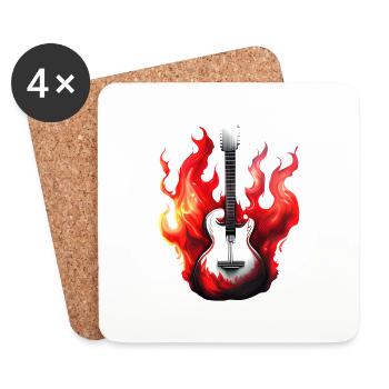 guitar, musical instrument, guitarist, plucked instrument - Coasters (set of 4) - white - Front