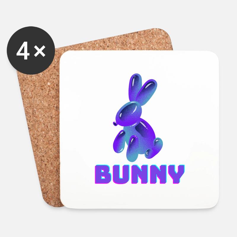 Lila Bunny - Untersetzer (4er-Set) - Weiß