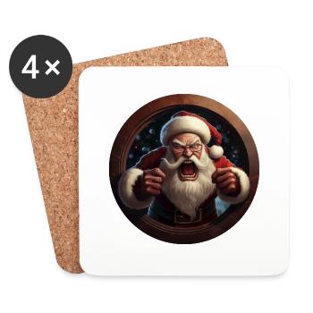 Angry Santa - Dessous de verre (lot de 4) - blanc - Devant