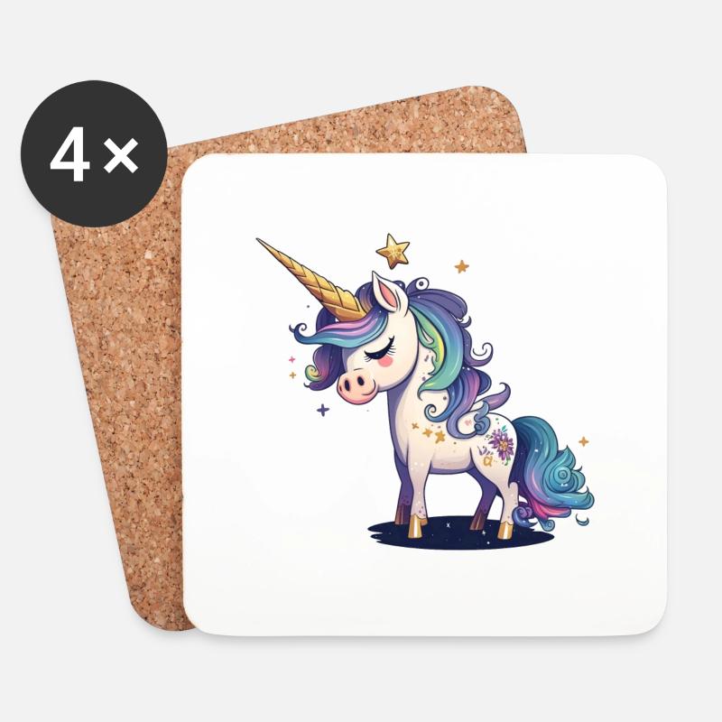 Süßes Einhorn - Untersetzer (4er-Set) - Weiß