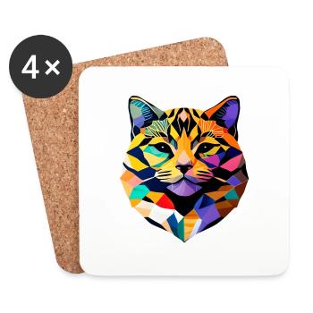 Chat, Propriétaire de chat, Chaton, Animal de compagnie, Chat domestique - Dessous de verre (lot de 4) - blanc - Devant
