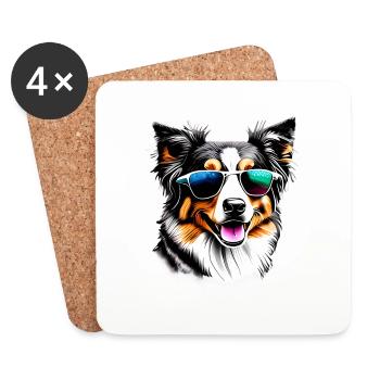 Australian Shepherd Dog Owner Dog Puppy - Coasters (set of 4) - white - Front
