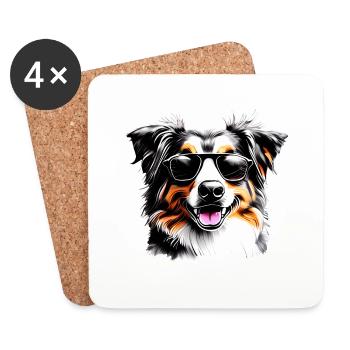 Puppy Australian Shepherd Dog Owner - Coasters (set of 4) - white - Front