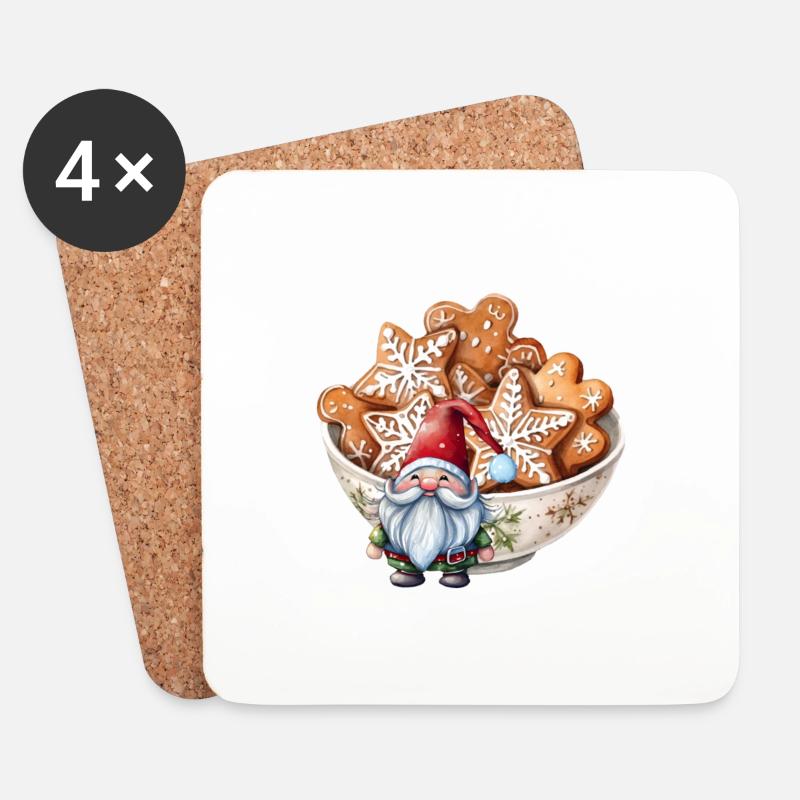 Skandinavischer Weihnachtswichtel - Untersetzer (4er-Set) - Weiß