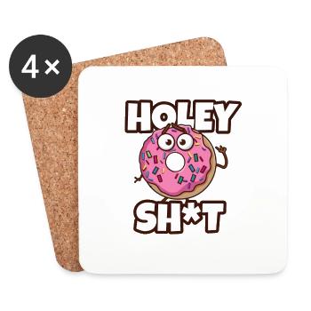 Holey Shit - Funny Donut Pun Humor - Doughnuts - Coasters (set of 4) - white - Front