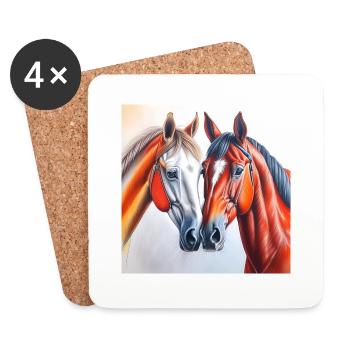 Tête de cheval#Chevaux - Dessous de verre (lot de 4) - blanc - Devant