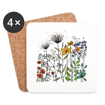 Blumen - Untersetzer (4er-Set) - Weiß - Vorne