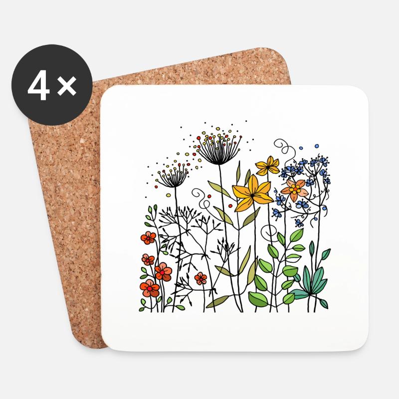 Blumen - Untersetzer (4er-Set) - Weiß