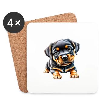 Rottweiler Chien Chiot Chien Rottweiler Chiot Chiens - Dessous de verre (lot de 4) - blanc - Devant