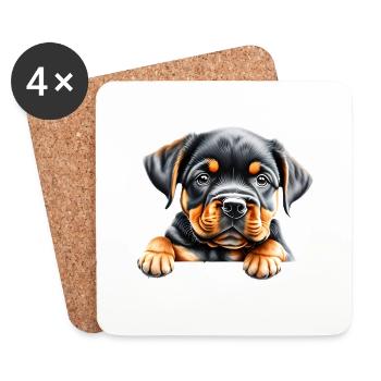 Rottweiler Chien Rottweiler Chiot Chien Chiot Chiens - Dessous de verre (lot de 4) - blanc - Devant