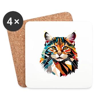 Maine Coon Kater Katze Kätzchen Katzenbesitzer - Untersetzer (4er-Set) - Weiß - Vorne