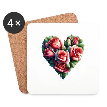 Saint-Valentin, Mariage, Amour, Fiançailles, Fête des mères - Dessous de verre (lot de 4) - blanc - Devant