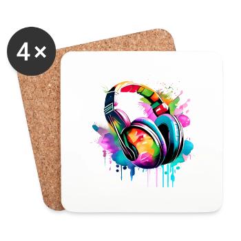 Kopfhörer Sänger Gesang Musiker Gamer Musik hören - Untersetzer (4er-Set) - Weiß - Vorne