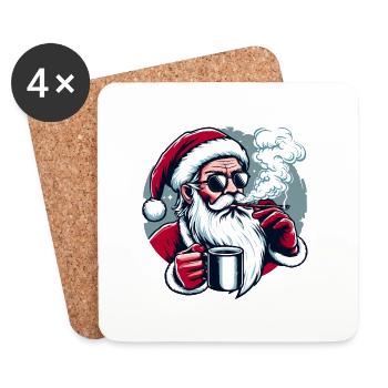Smoking Santa - Coasters (set of 4) - white - Front