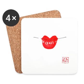 geisha mouth - Dessous de verre (lot de 4) - blanc - Devant