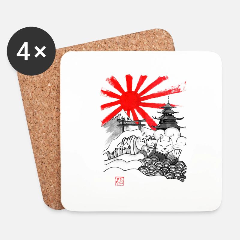Neko Nihon - Coasters (set of 4) - white