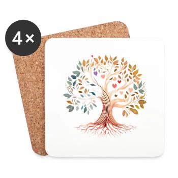Méditation de l’arbre de vie Yoga de l’arbre de vie - Dessous de verre (lot de 4) - blanc - Devant