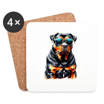 Rottweiler Chien Chiens Chiot Rottweiler Chiot - Dessous de verre (lot de 4) - blanc - Devant