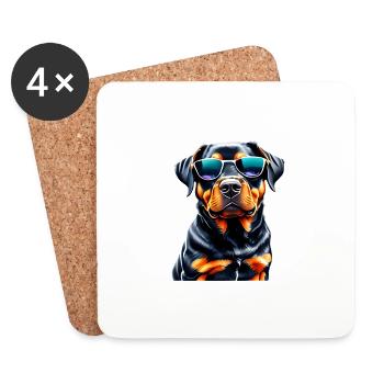 Rottweiler Chien Chien Rottweiler chiot Chien chiot - Dessous de verre (lot de 4) - blanc - Devant