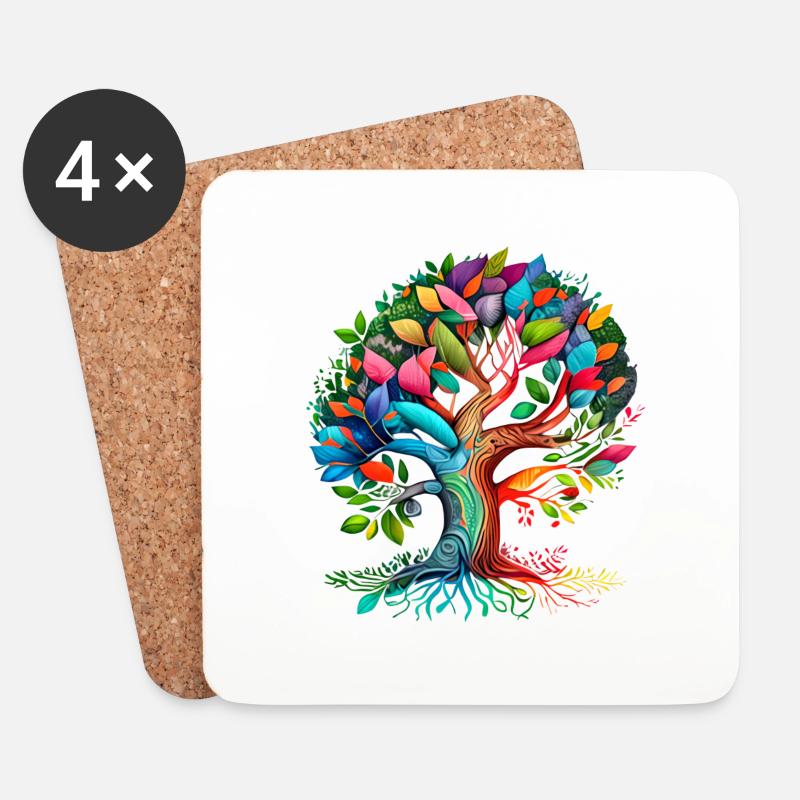 Lebensbaum Yoga Baum des Lebens Meditation - Untersetzer (4er-Set) - Weiß