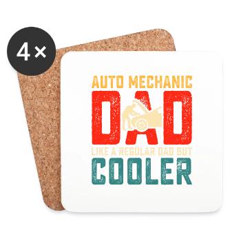 Papa mécanicien automobile - Dessous de verre (lot de 4) - blanc - Devant