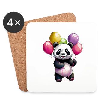 Panda with balloons - Coasters (set of 4) - white - Front