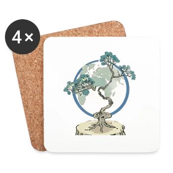 Mère Nature - L’arbre de la terre (Environnement et nature) - Dessous de verre (lot de 4) - blanc - Devant