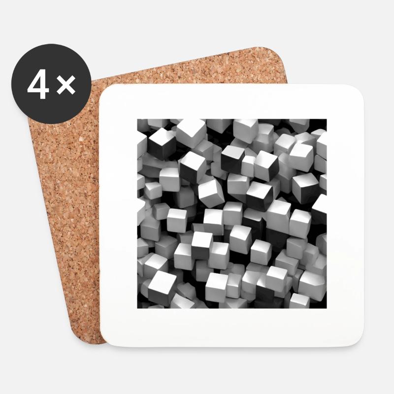 Blockdesign - Untersetzer (4er-Set) - Weiß