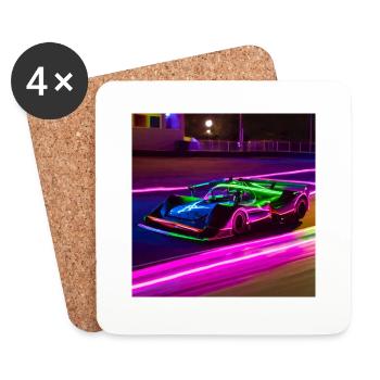 Néon Racer - Dessous de verre (lot de 4) - blanc - Devant