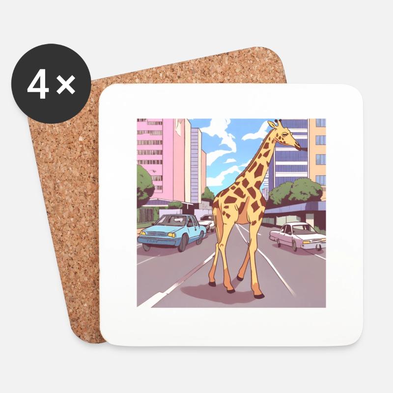 Stadtgiraffe - Untersetzer (4er-Set) - Weiß