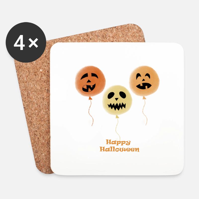 Halloween-Ballon-Trio - Untersetzer (4er-Set) - Weiß