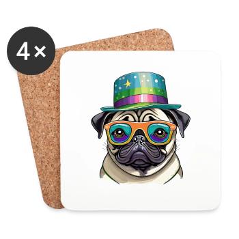 The Crazy Pug - Coasters (set of 4) - white - Front