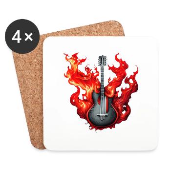 guitare, instrument à cordes pincées, guitariste, instrument de musique - Dessous de verre (lot de 4) - blanc - Devant