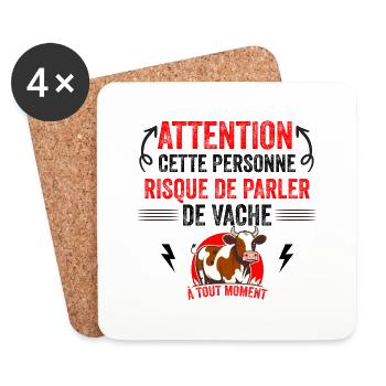 risque de parler de vache à tout moment - vache - Dessous de verre (lot de 4) - blanc - Devant