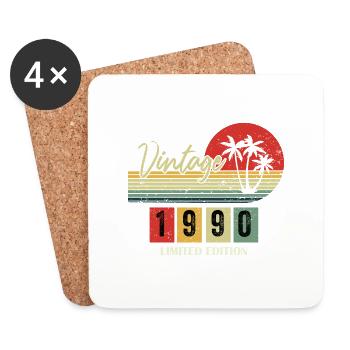 1990 Jubiläumsgeschenk 1990 Limitierte Auflage 1990 - Untersetzer (4er-Set) - Weiß - Vorne