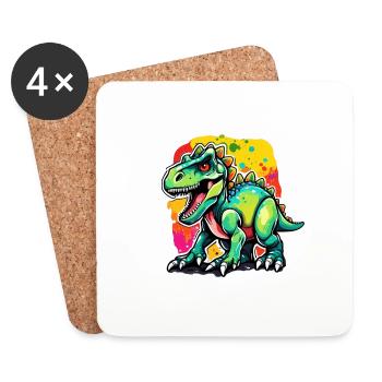 Dinosaur / Animal / Prehistoric / Reptile / Boys - Coasters (set of 4) - white - Front